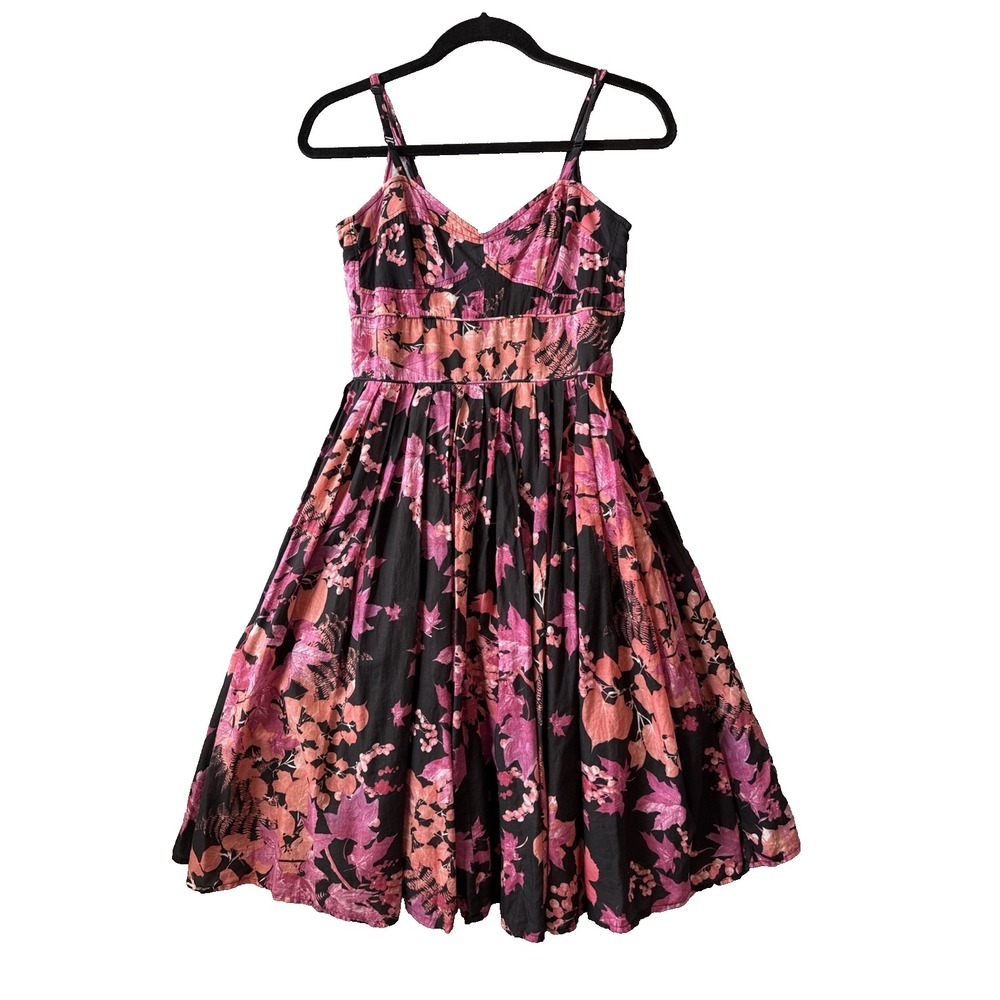 Aryeh Black Pink Floral Sundress Smocked Back‎ Whimsigoth Cottagecore S Romantic